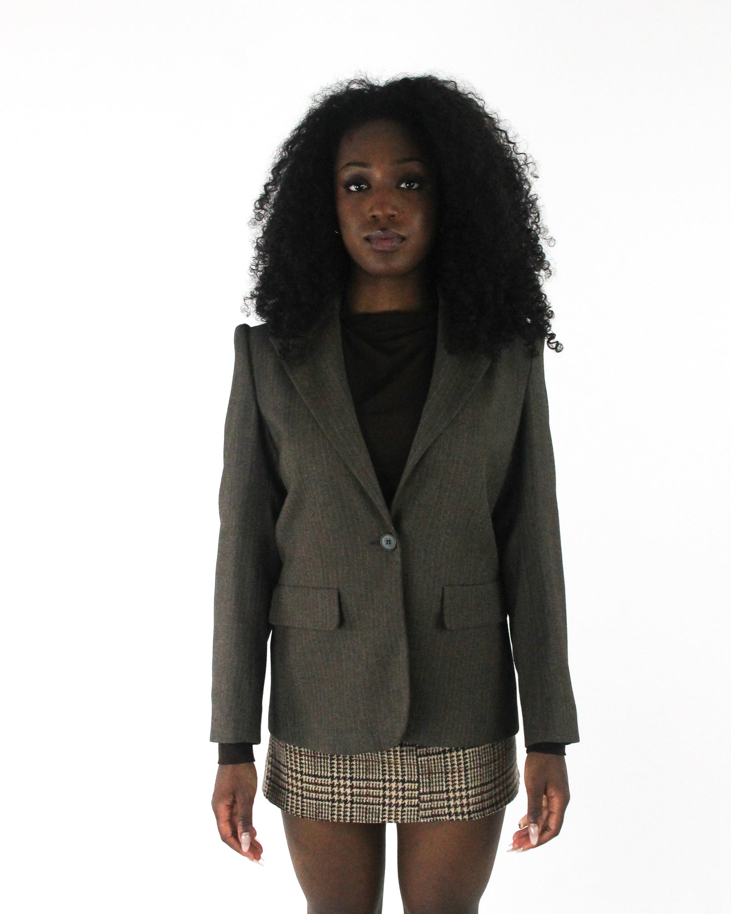 office siren | medium dark olive single-button blazer — final ecom crop