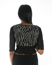 office siren | small black and grey zebra-pattern cropped top — final ecom crop