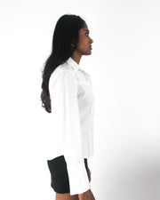 office siren | small white fitted long-sleeve button-up shirt — final ecom crop