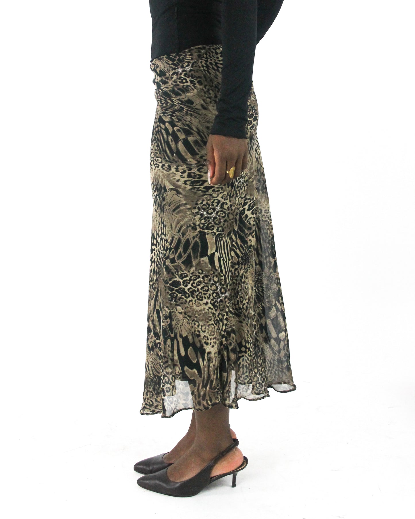 office siren | small beige and black animal-print mesh midi skirt — final ecom crop