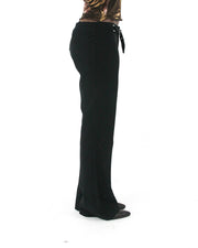 office siren | small black buckle-belt flared trousers — final ecom crop