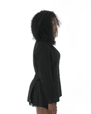 office siren | medium black pinstripe single-button blazer — final ecom crop