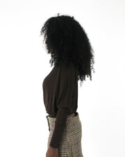 office siren | medium dark brown boat-neck long-sleeve top — final ecom crop