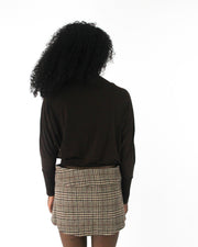 office siren | medium dark brown boat-neck long-sleeve top — final ecom crop