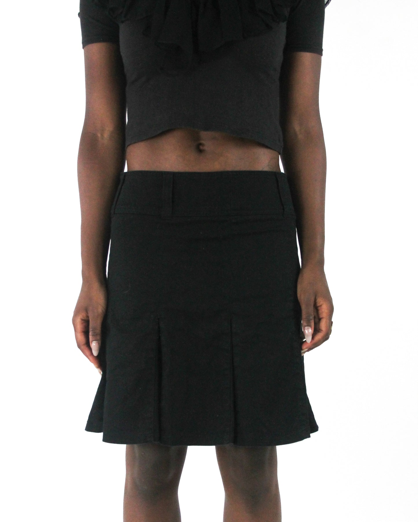 office siren | small black pleated mini skirt — final ecom crop