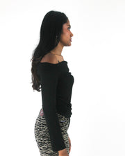 office siren | small black off-shoulder long-sleeve top — final ecom crop