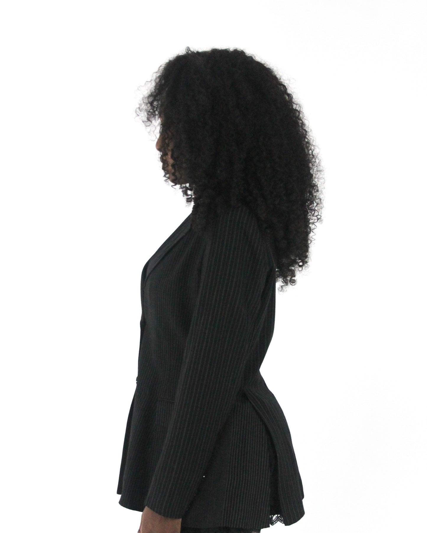 office siren | medium black pinstripe single-button blazer — final ecom crop
