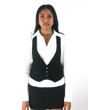 office siren | small black studded racerback cropped waistcoat — final ecom crop