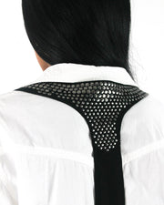 office siren | small black studded racerback cropped waistcoat — final ecom crop