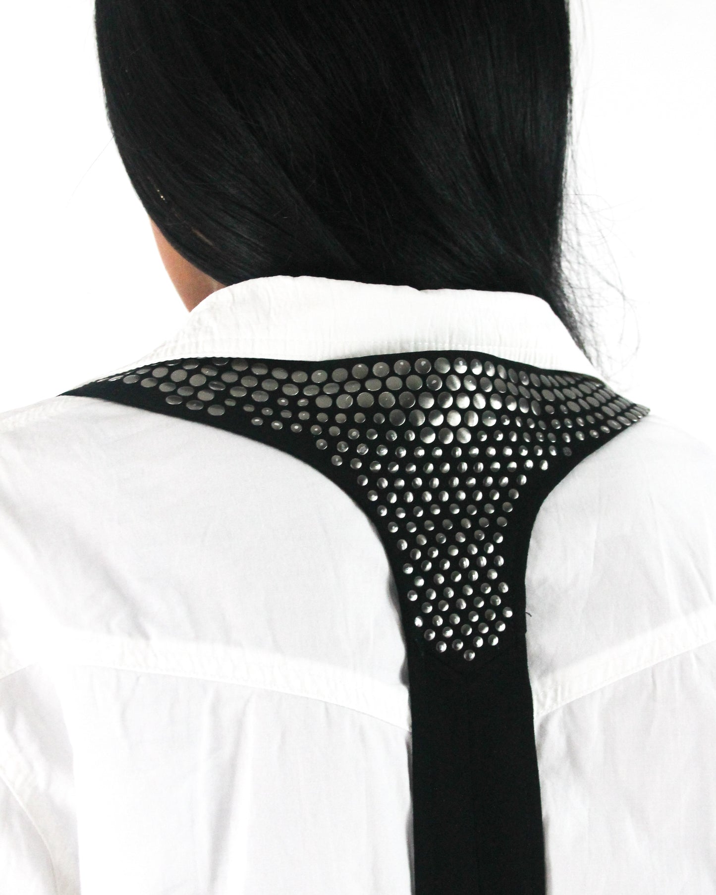 office siren | small black studded racerback cropped waistcoat — final ecom crop