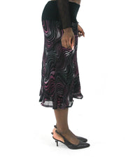 office siren | small pink purple and white swirl-print mesh midi skirt — final ecom crop
