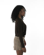 office siren | medium dark brown boat-neck long-sleeve top — final ecom crop