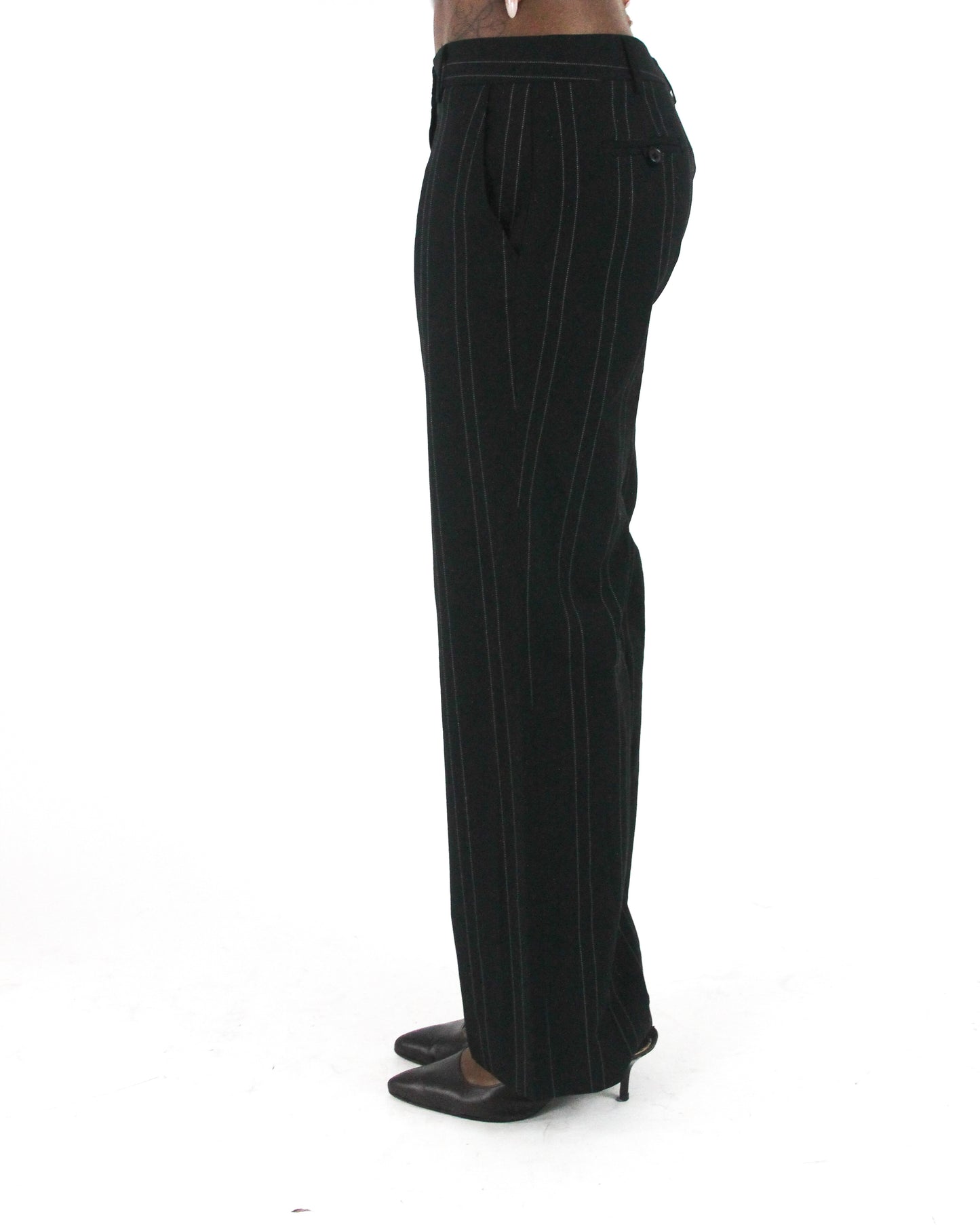 office siren | small black pinstripe wide-leg trousers — final ecom crop