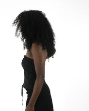 office siren | small black pinstripe lace-up corset top — final ecom crop