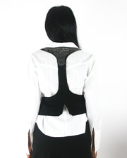 office siren | small black studded racerback cropped waistcoat — final ecom crop