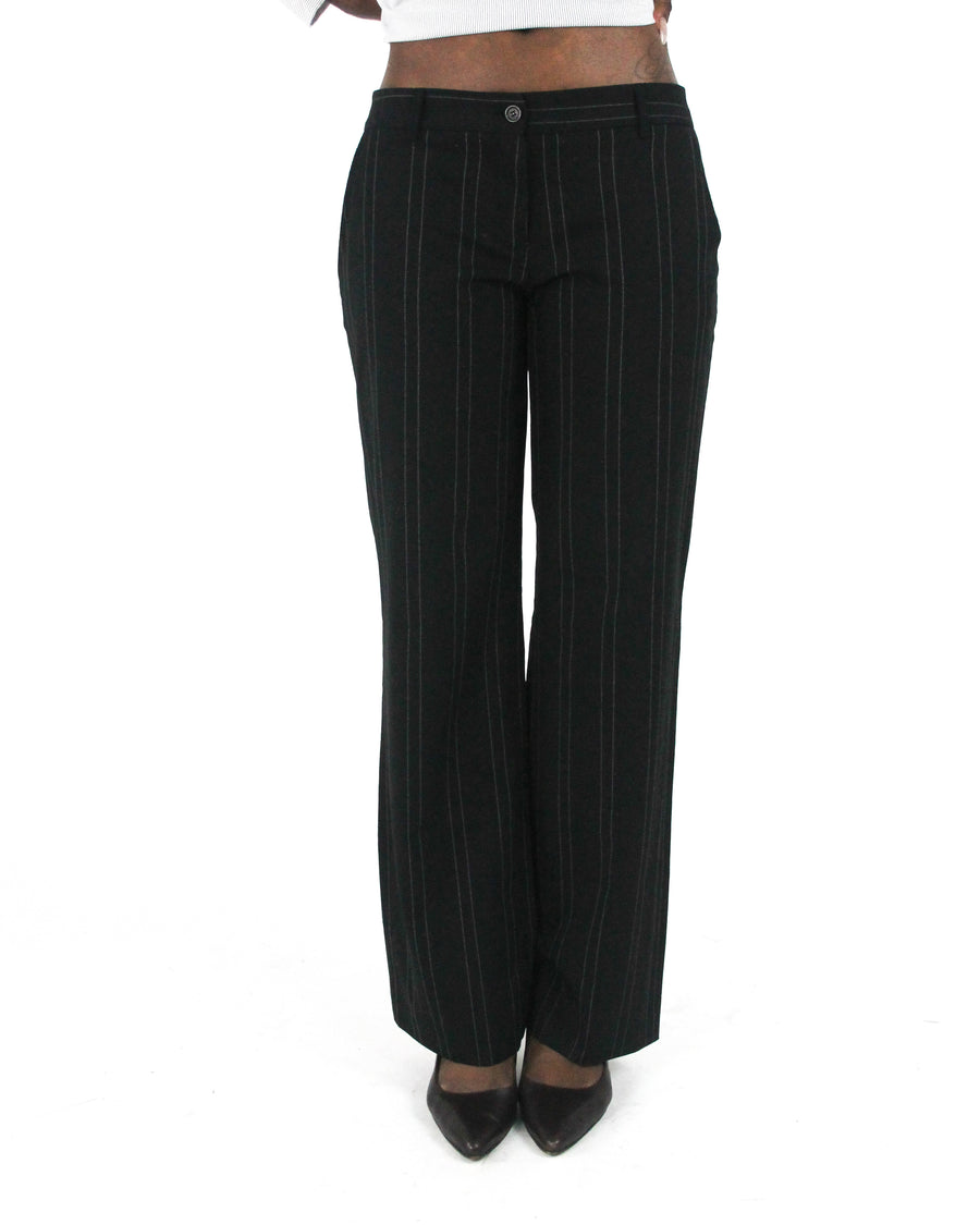 office siren | small black pinstripe wide-leg trousers — final ecom crop