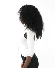 office siren | small white cold-shoulder tie-front top — final ecom crop