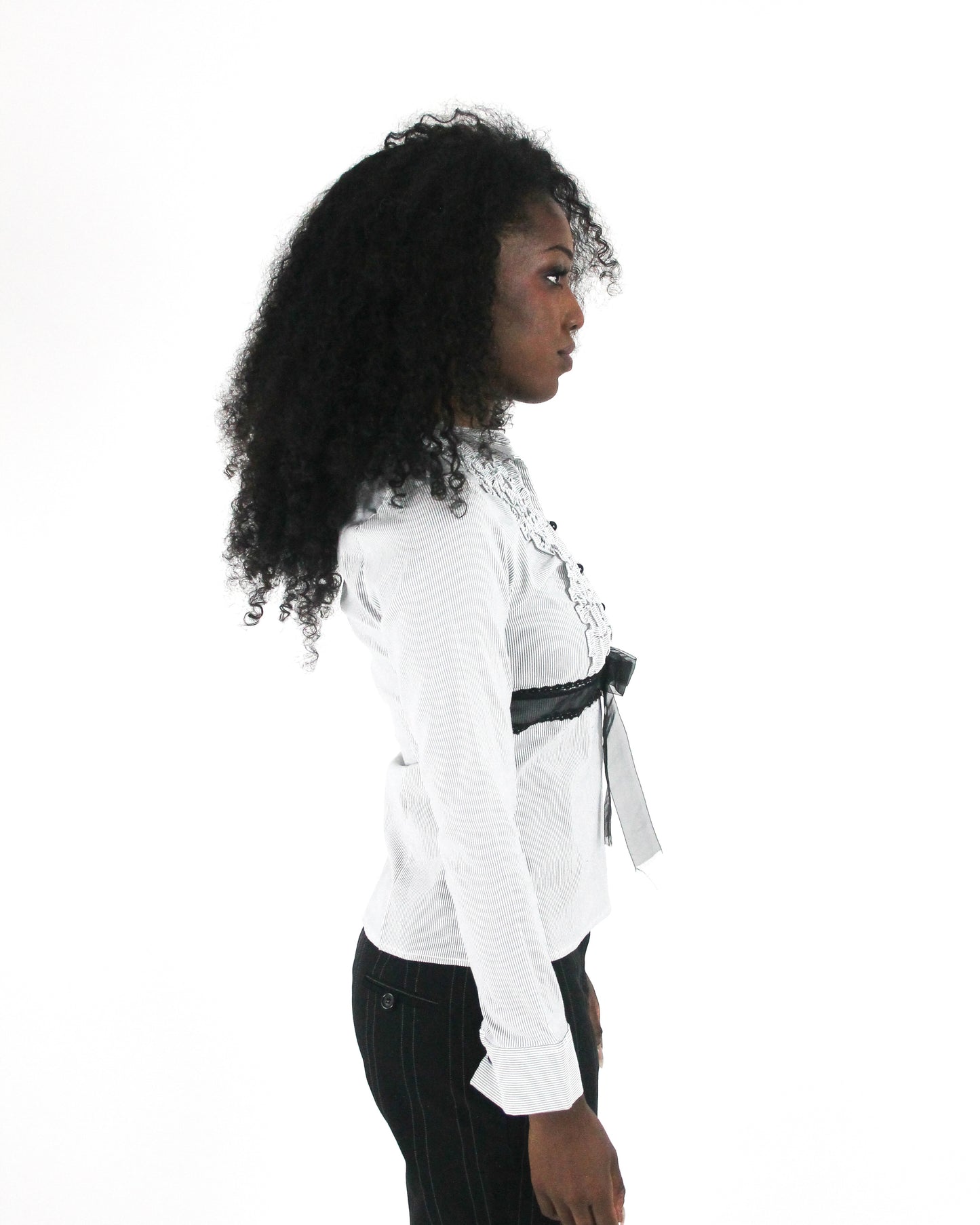 office siren | small white black-trim tie-front blouse — final ecom crop