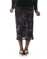 office siren | small pink purple and white swirl-print mesh midi skirt — final ecom crop