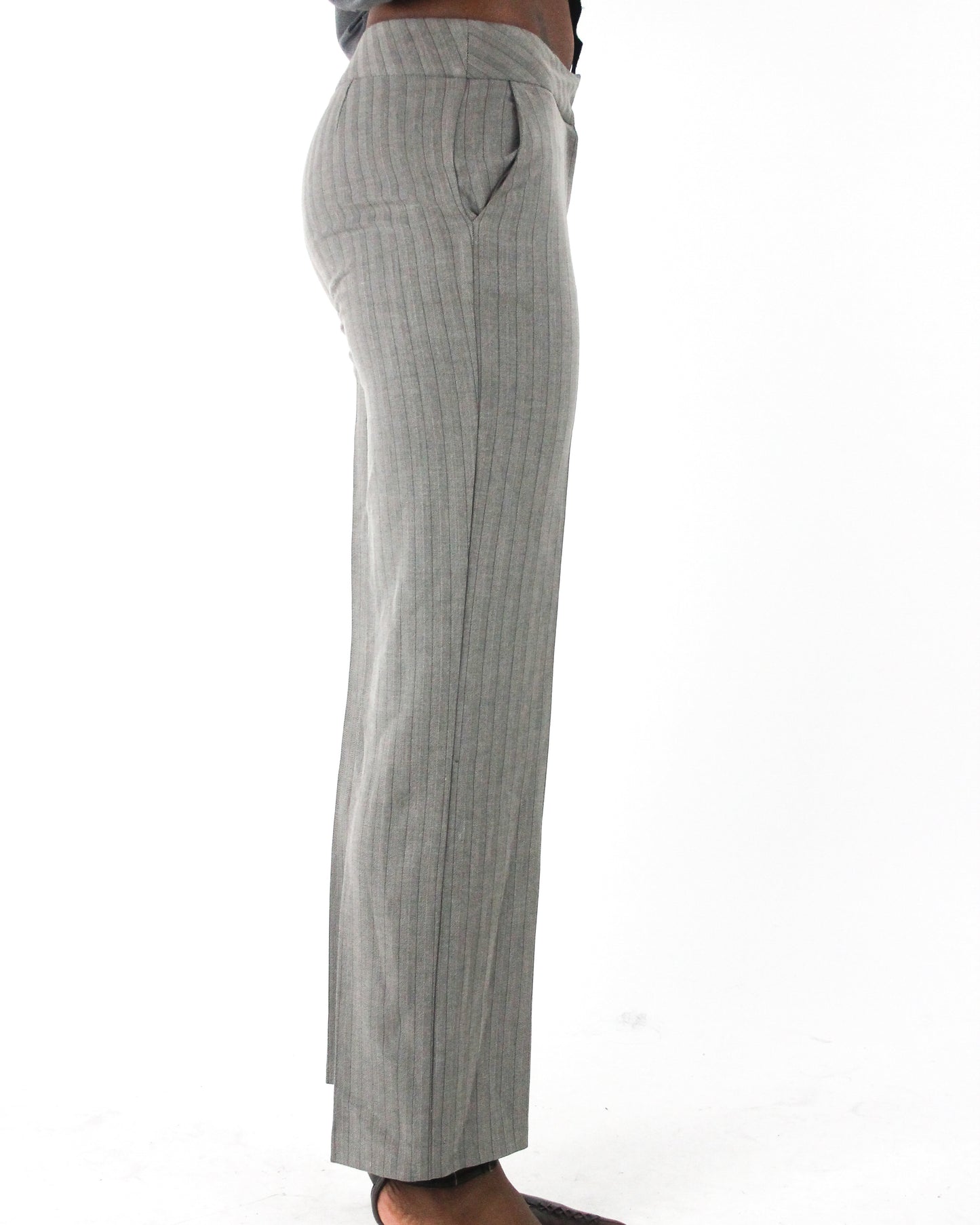 office siren | small grey pinstripe straight-leg trousers — final ecom crop