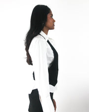 office siren | small black studded racerback cropped waistcoat — final ecom crop