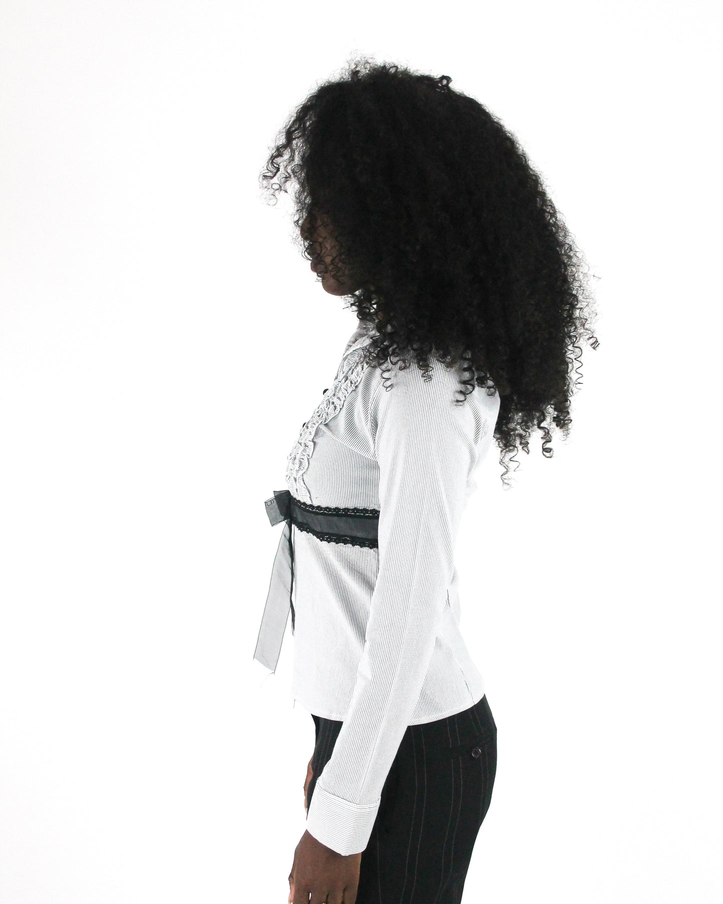 office siren | small white black-trim tie-front blouse — final ecom crop