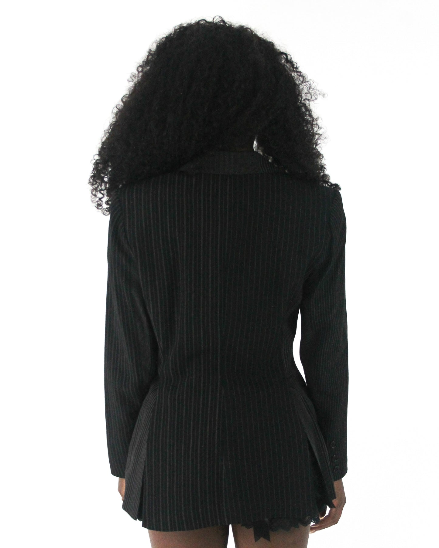 office siren | medium black pinstripe single-button blazer — final ecom crop