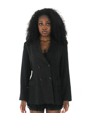 office siren | medium black pinstripe single-button blazer — final ecom crop