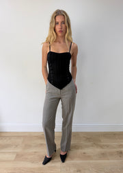 small black spaghetti-strap top — photographed on Lily