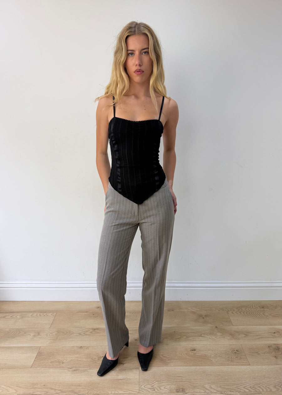 small black spaghetti-strap top — photographed on Lily