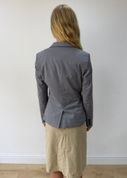 medium grey old label H&M single-button fitted blazer — photographed on Lily
