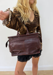 one size dark brown structured handbag — photographed on Lily