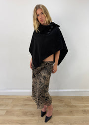medium beige and black animal-print mesh midi skirt — photographed on Lily
