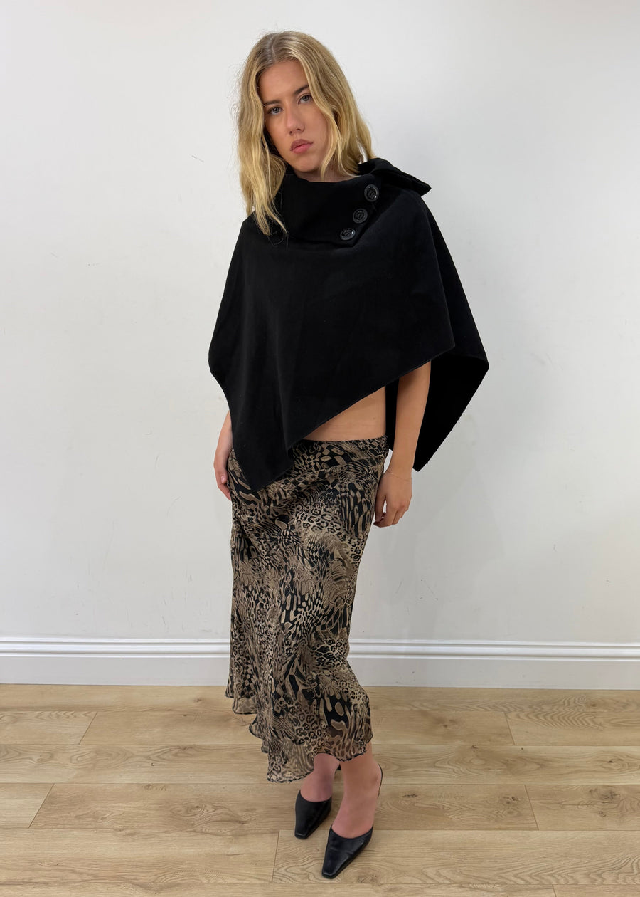 medium beige and black animal-print mesh midi skirt — photographed on Lily