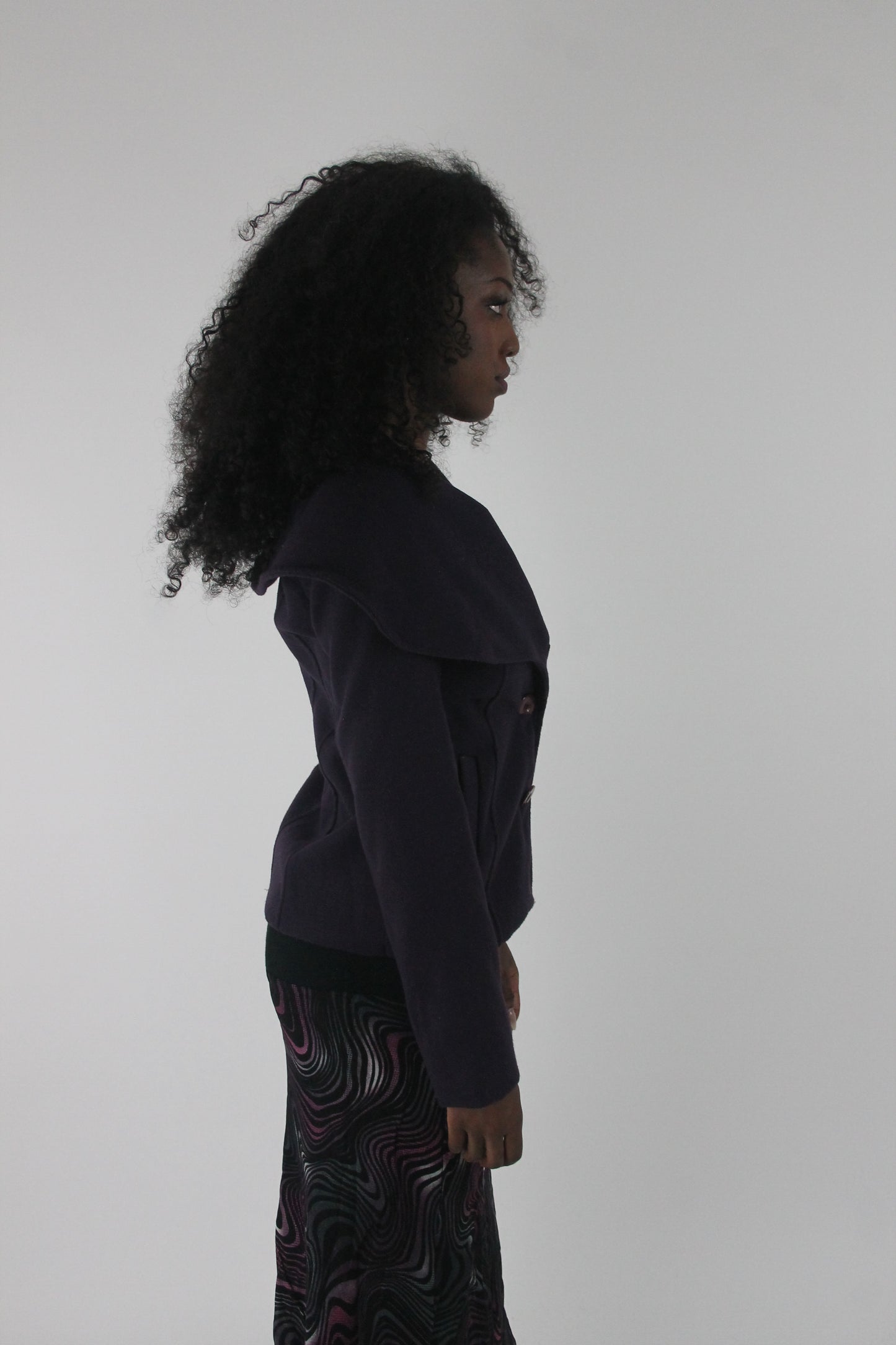 alternate-side view of purple oversized-collar fitted blazer