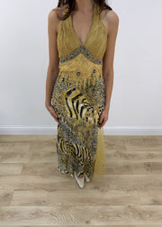 small/medium yellow sequin maxi dress – headless garment photo