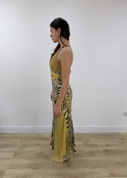 small/medium yellow sequin maxi dress – side view