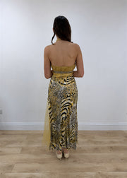 medium yellow sequin maxi dress – back view