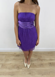 small purple silk layered bandeau mini dress – headless garment photo
