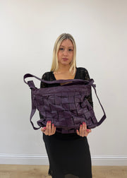 large purple woven leather shoulder bag 2