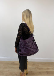large purple woven leather shoulder bag 5