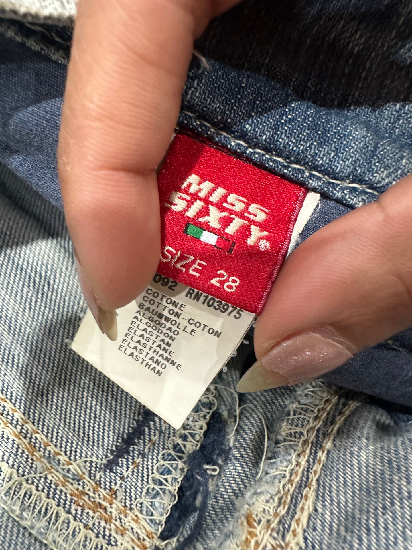 medium blue miss sixty denim jeans label