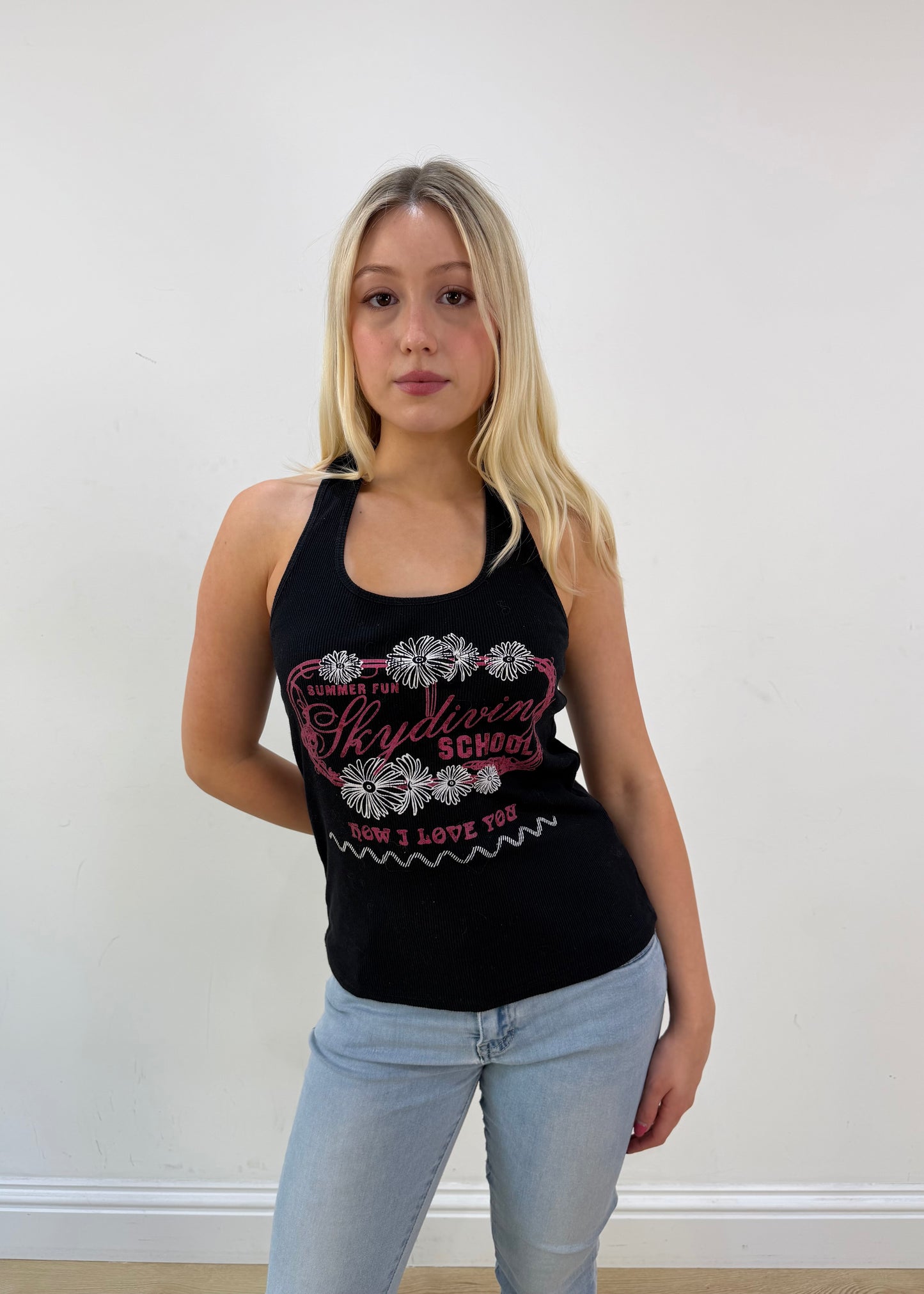 small/medium black halterneck tank top
