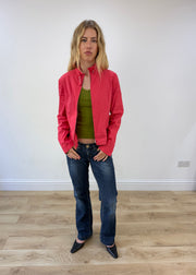 medium red buckle detail zip jacket image 3