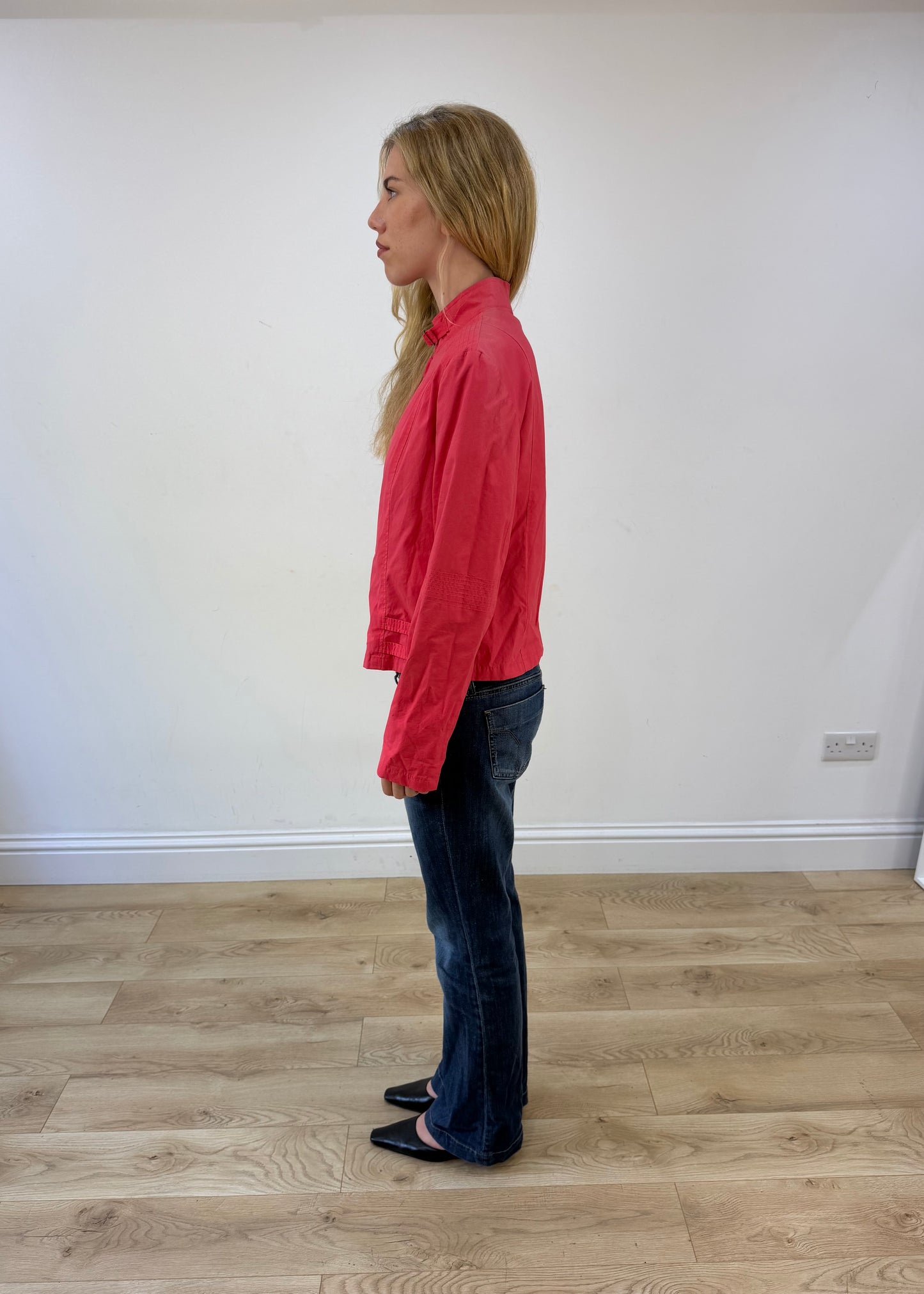 medium red buckle detail zip jacket image 5