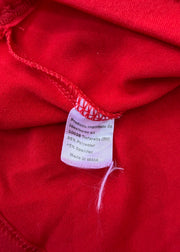 small red cami top with white detailing