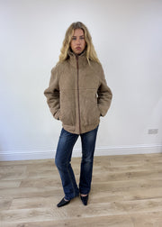 large beige faux suede jacket photo 1