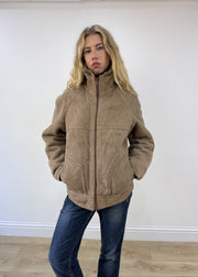 large beige faux suede jacket photo 3
