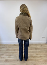 large beige faux suede jacket photo 7