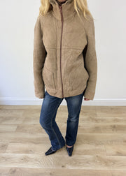 large beige faux suede jacket photo 8
